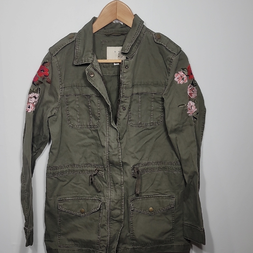 A New Day Women's Olive Green Camo Army Green Embroidered Jacket